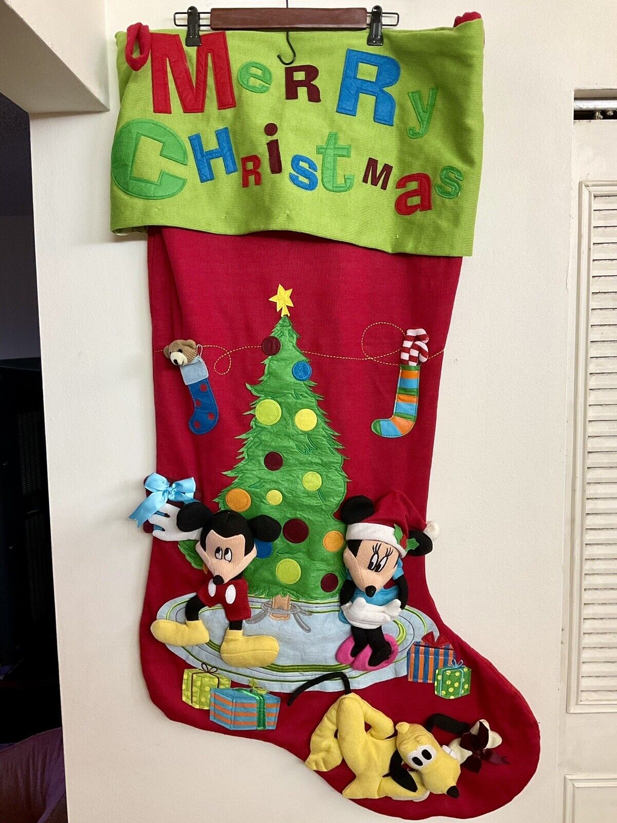 Two Giant 4’ Disney Licensed Christmas Gift Stockings Santa Socks Mickey Mouse