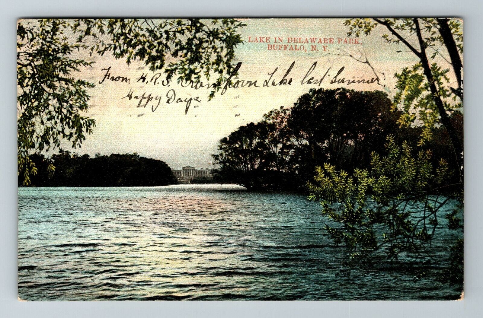 Buffalo NY-New York, Lake In Delaware Park, Water Landscape, Vintage Postcard
