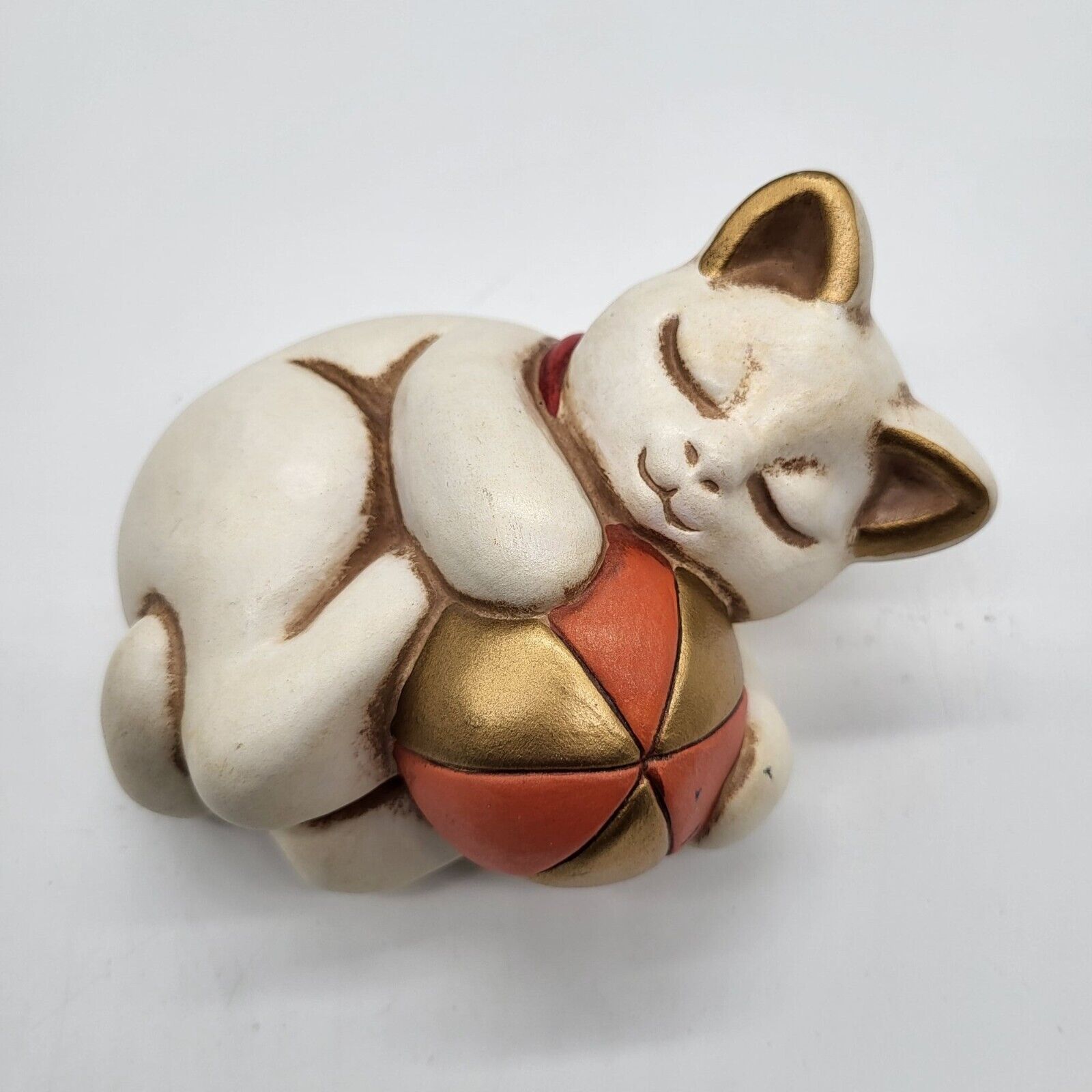 Vintage Thun Bolzano Italian Sleeping Cat Figurine Ceramic Mid Century