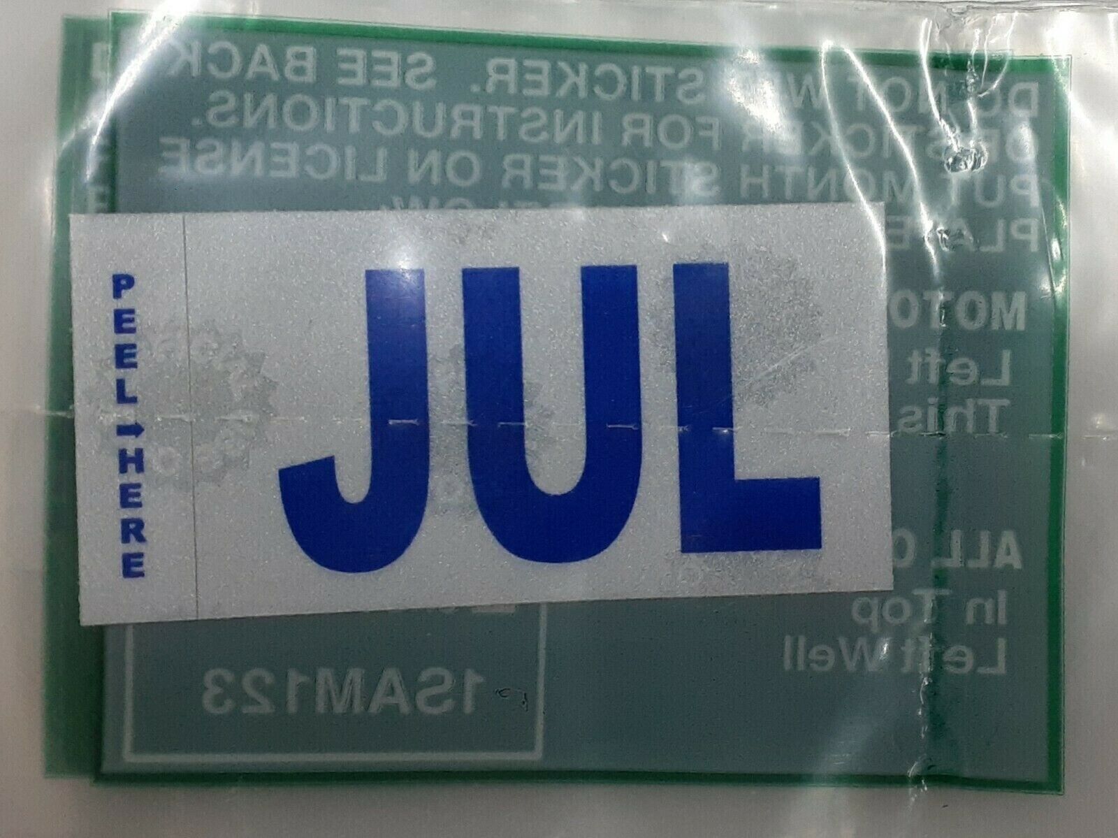 DMV MONTH TAG STICKER JULY / JUL CALIFORNIA DMV LICENSE PLATE ORIGINAL TAG