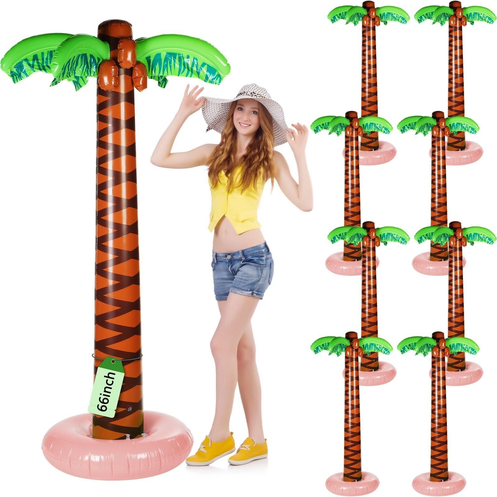 Chitidr 8 Pcs Inflatable Palm Trees 66 in/ 5.5 ft Blow Up Coconut Trees Large...