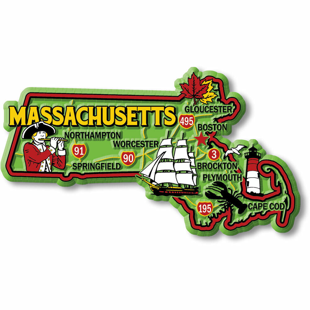 Massachusetts Colorful State Magnet by Classic Magnets, 4.4\