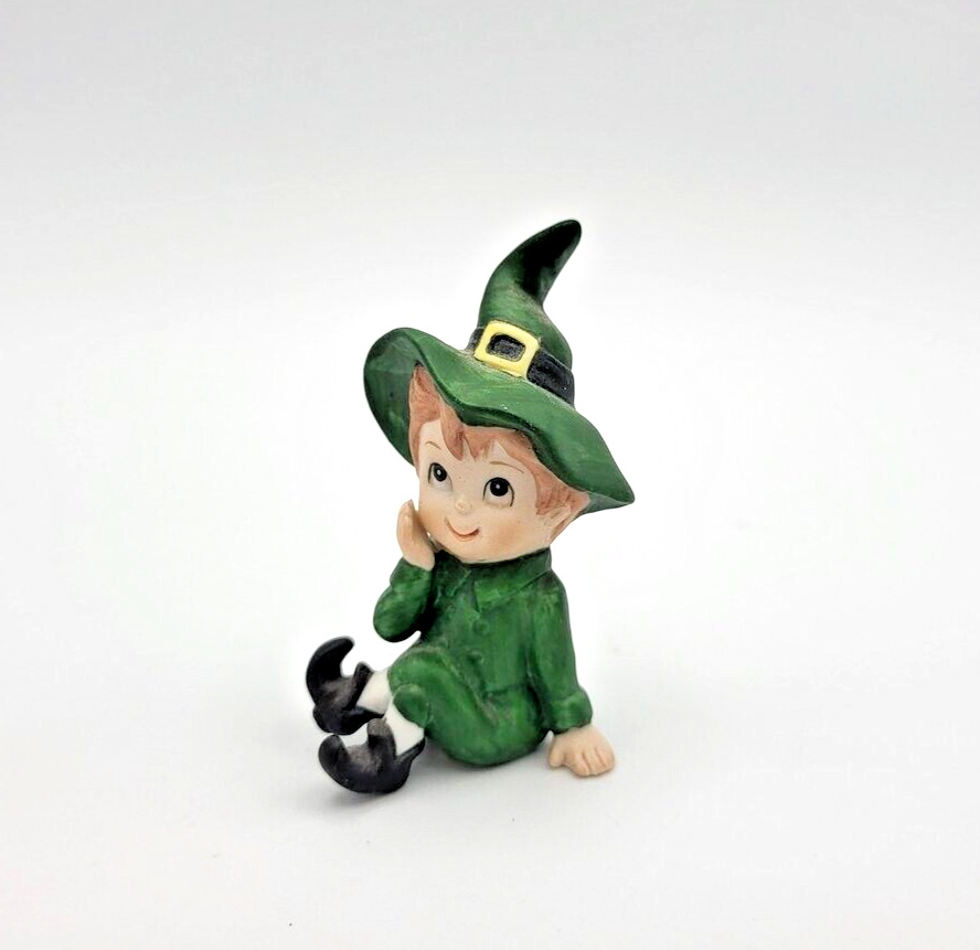 Vintage Leprechaun Lefton 06107 Irish Hand Painted Elf St Patrick\'s Day Pixie