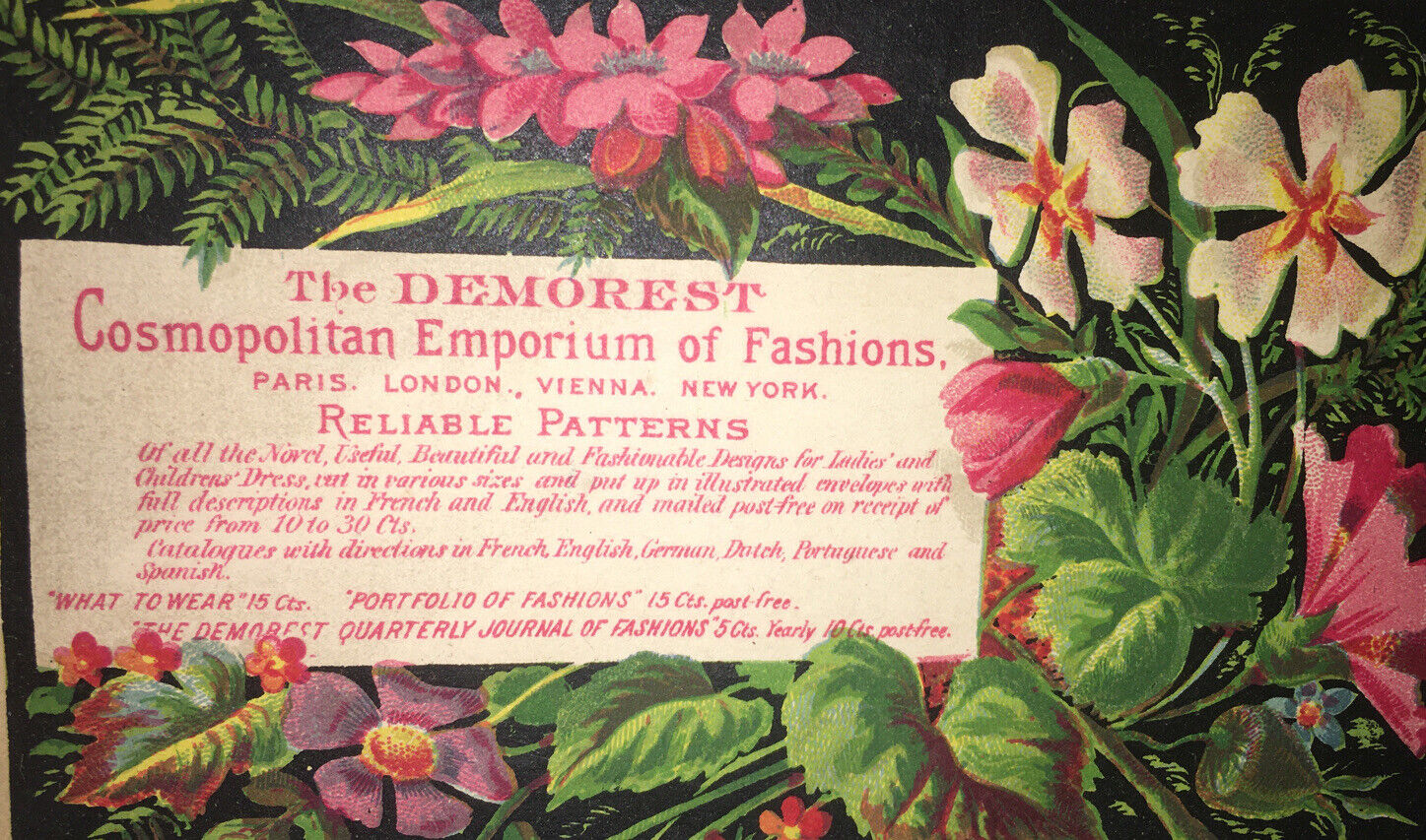 1880 Demorest Cosmopolitan Emporium of Fashions Patterns NY London Vienna Paris