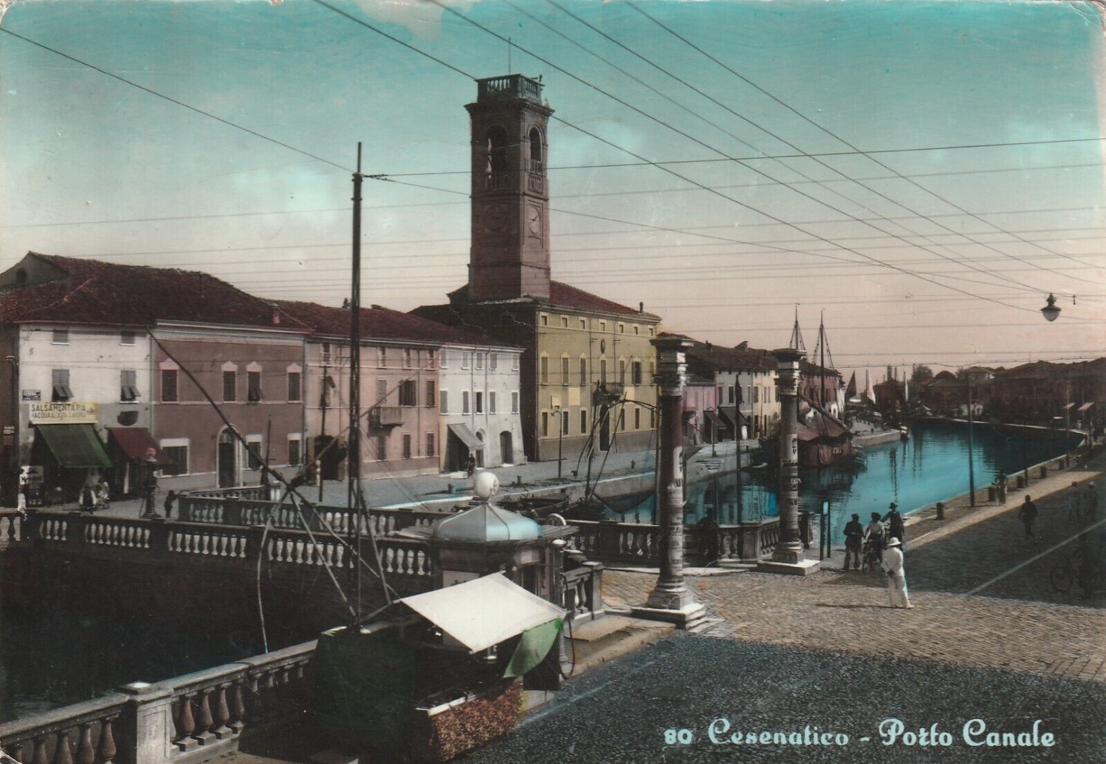 Vintage Postcard Port Canal Old Buildings Cesenatico, Italy