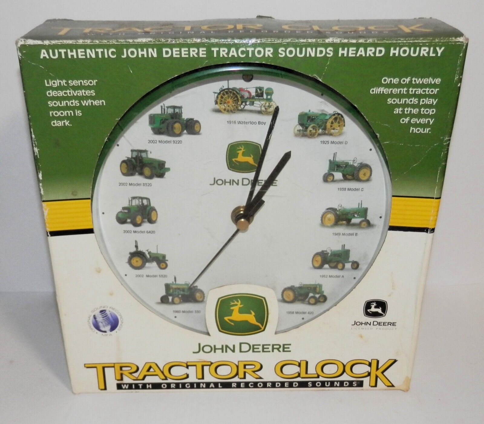 Feldstein Authentic John Deere Tractor Sounds Clock #JDR8 NIB