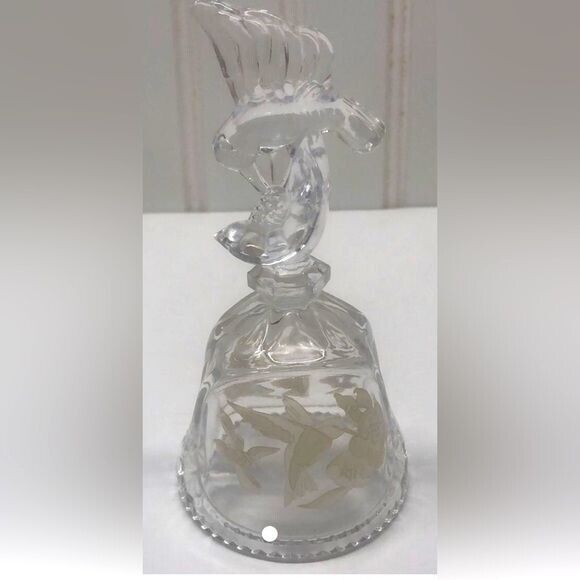 Vintage Crystal Etched Hummingbird Bell