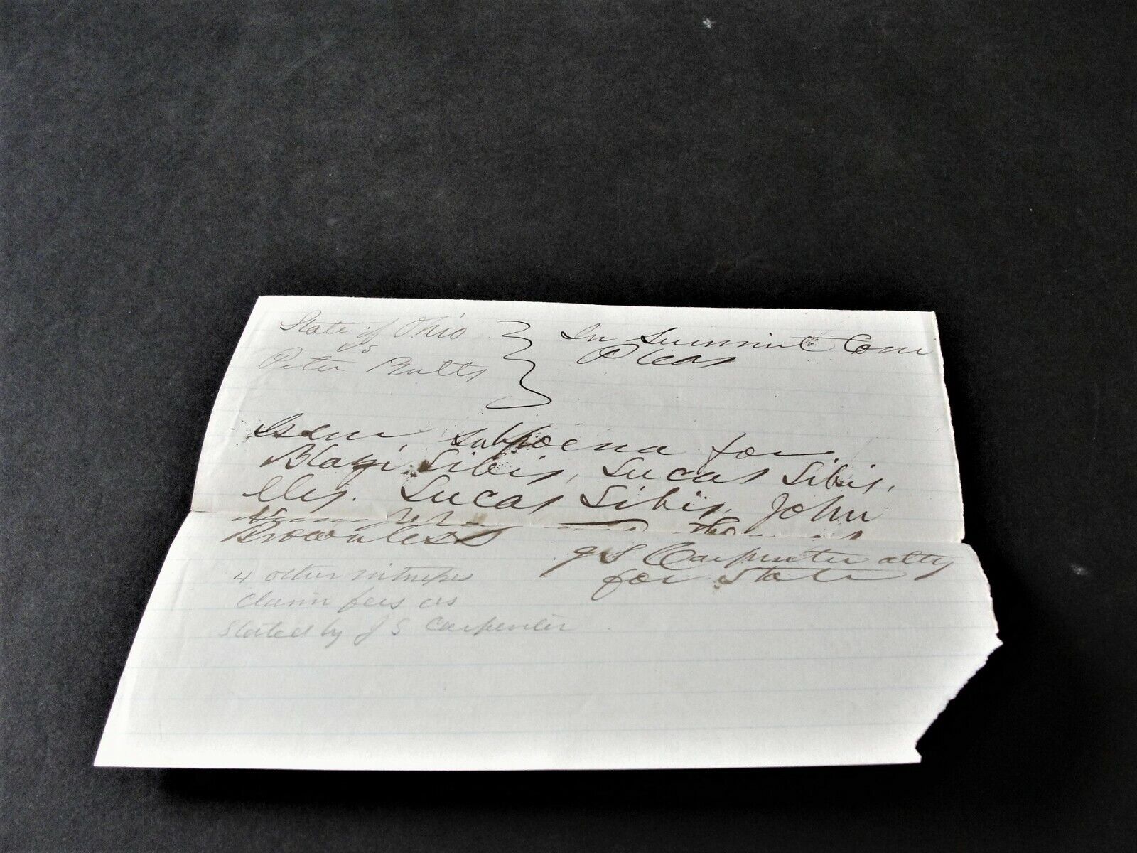 Original October 24, 1867 Handwritten  Paper: Resident of Summit County, Ohio. 