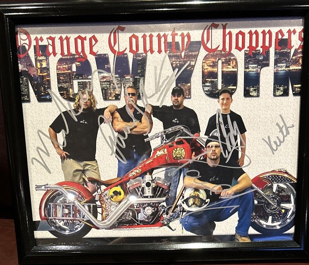 Orange County Choppers Motorcycles Autographed By All FIVE GUYS. FRAMED. RARE