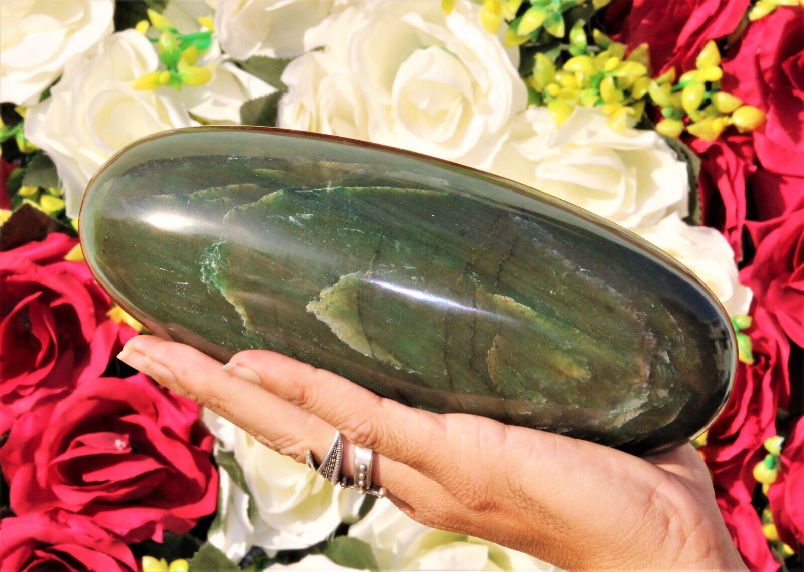 Large 210MM Natural Green Vivianite Stone Metaphysical Healing Chakra Lingam