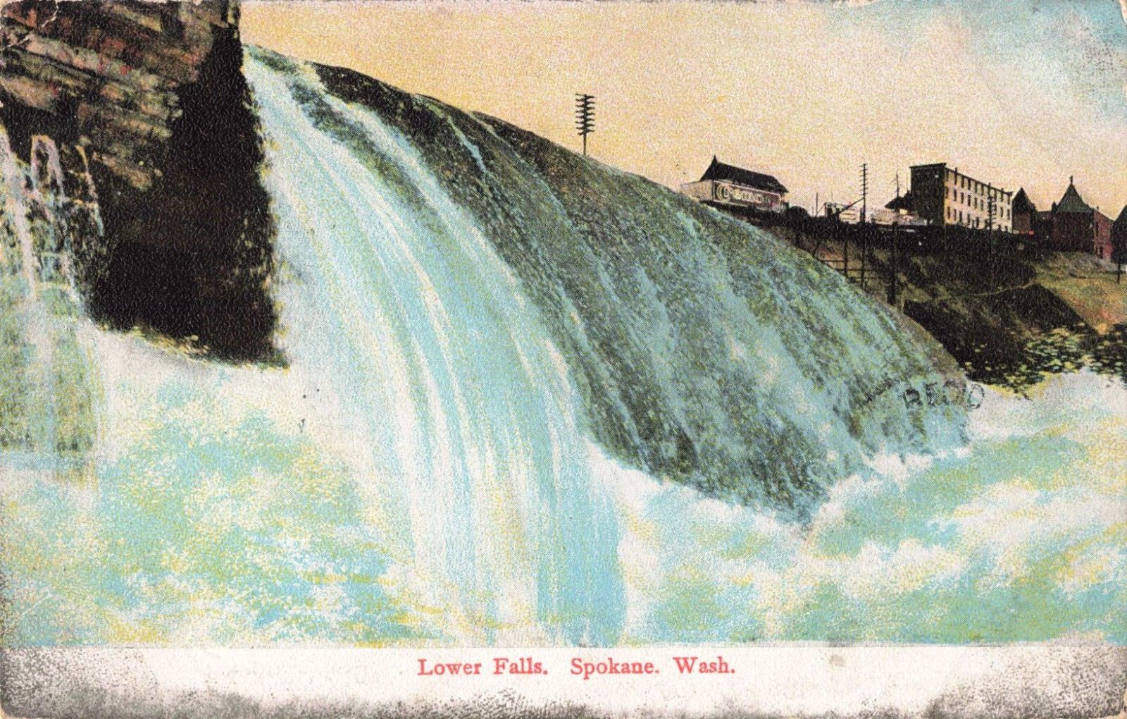 Spokane WA Washington, Lower Falls, Vintage Postcard