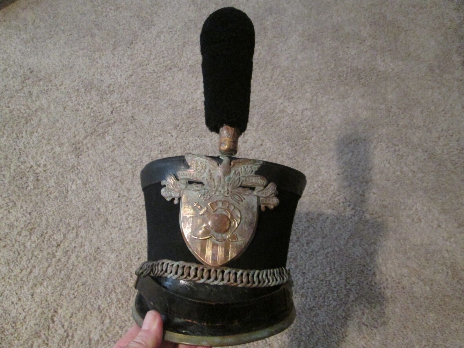 Vintage USMA West Point Military Parade Uniform Shako Cap Uniform Hat  7 1/4
