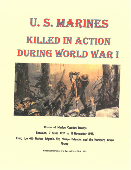 WW I World War 1 Marine USMC KIA Combat 4th Marine Bde Aviators AEF Book Roll