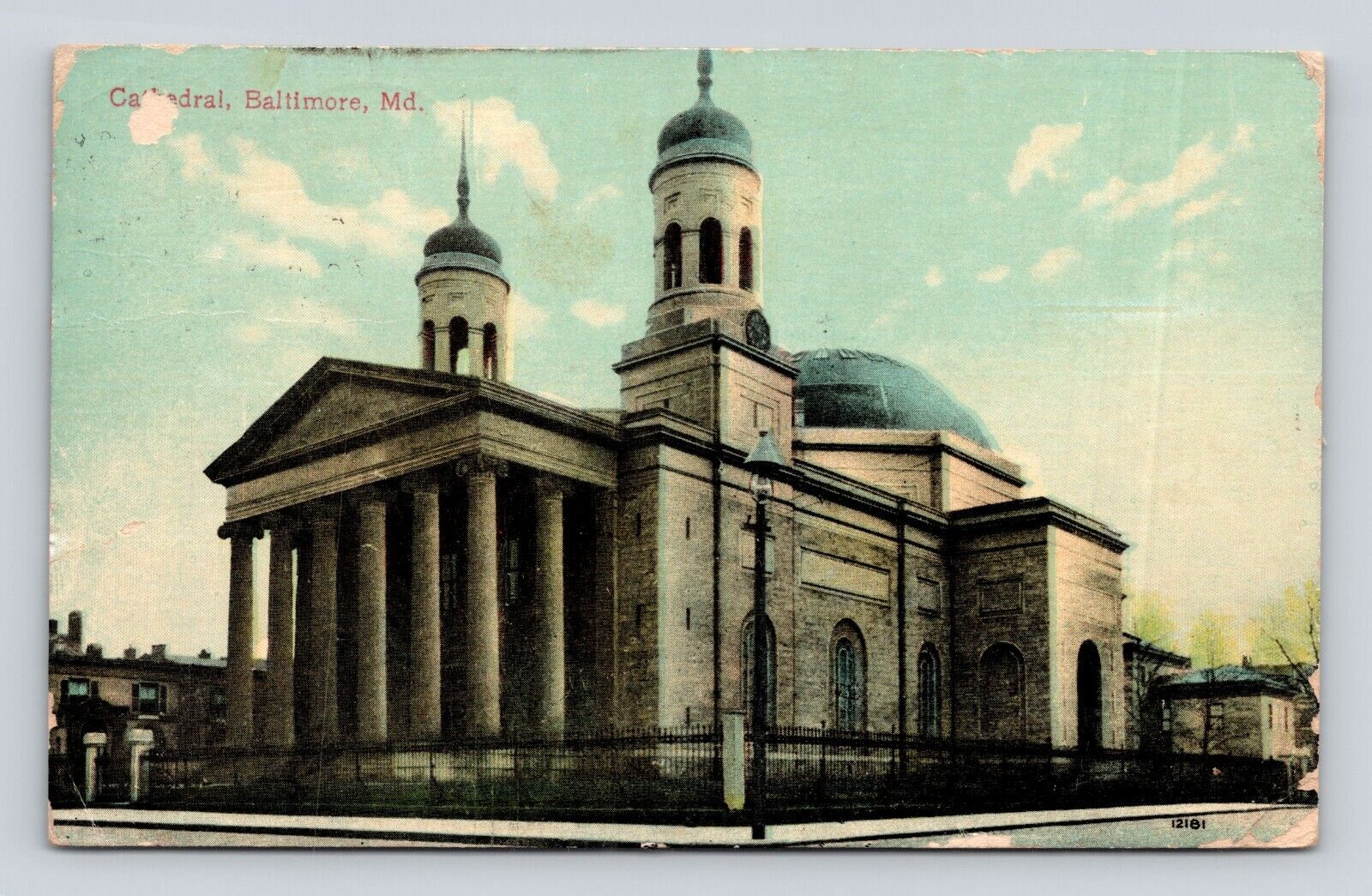 Old Antique Postcard Cathedral Baltimore MD 1910 Cancel Vintage