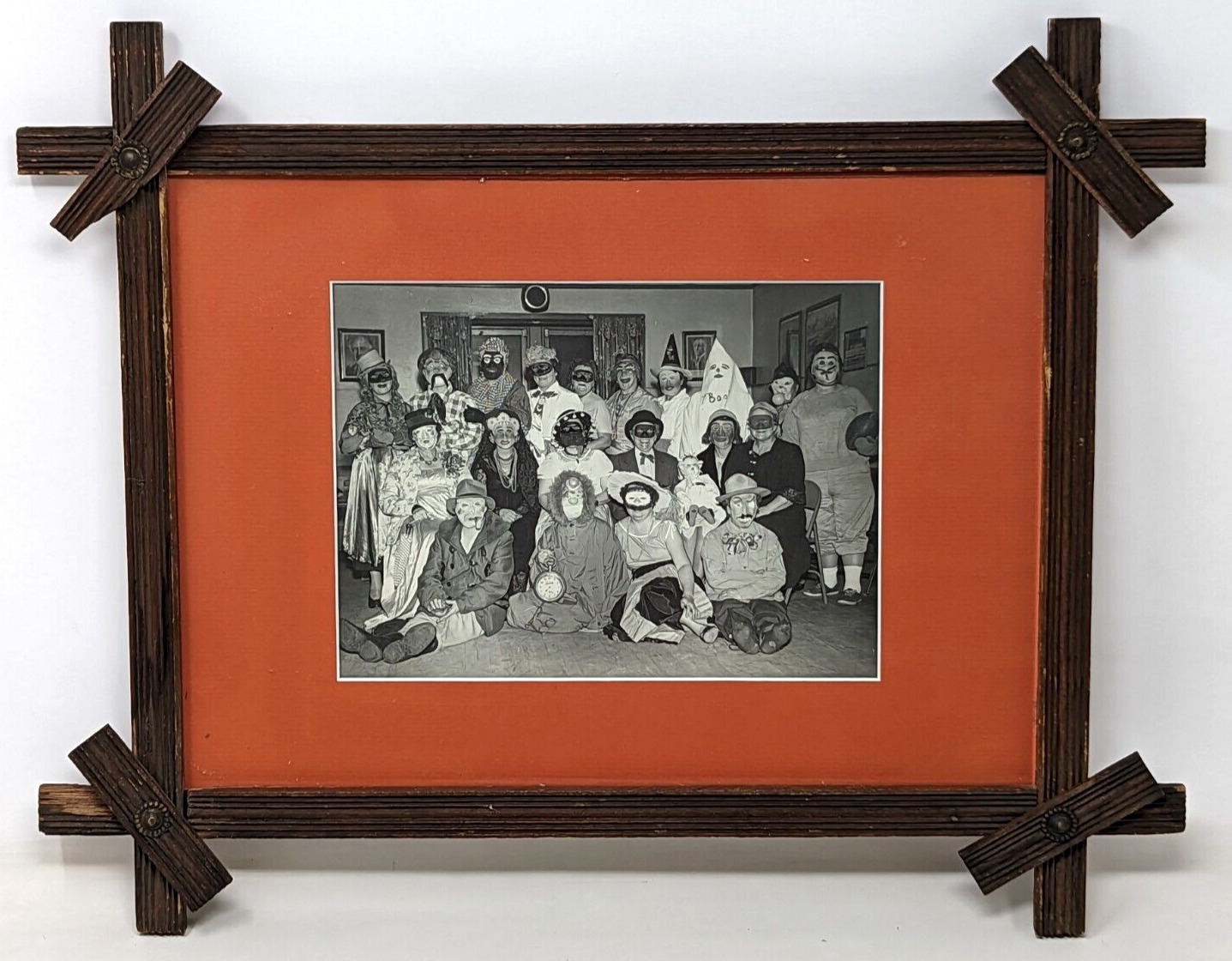 Antique Halloween Costume Party Group Creepy Spooky Framed Photo Photograph O23
