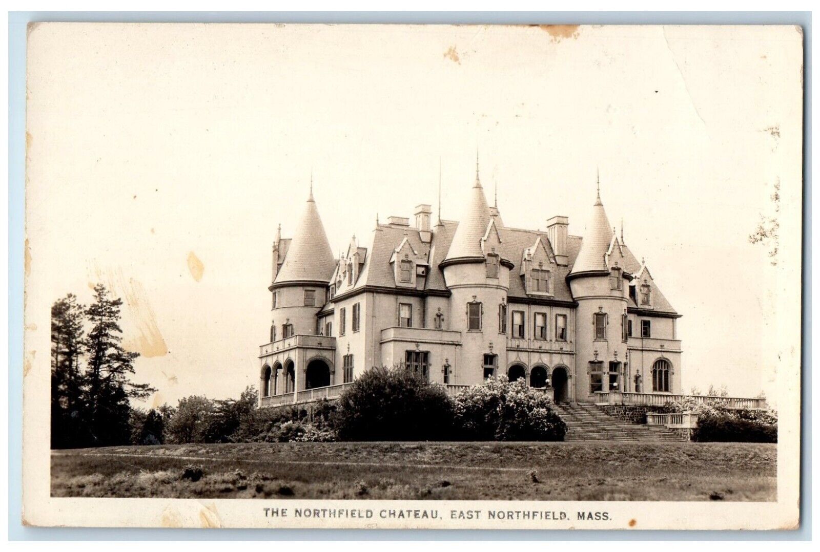 c1930's The Northfield Chateau Building East Northfield MA RPPC Photo Postcard
