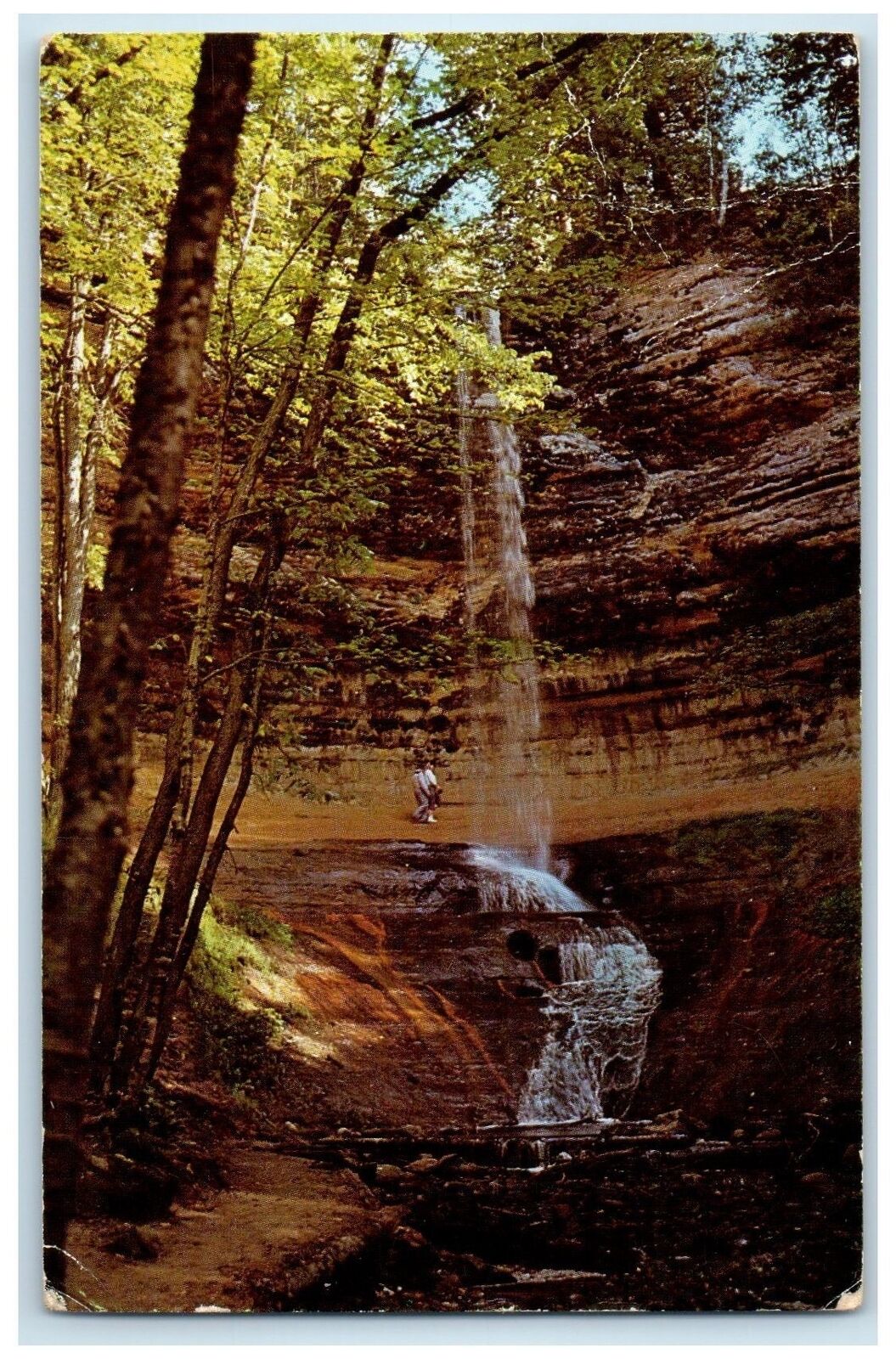 c1950\'s Munising Falls Outstanding Waterfalls View Munising Michigan MI Postcard