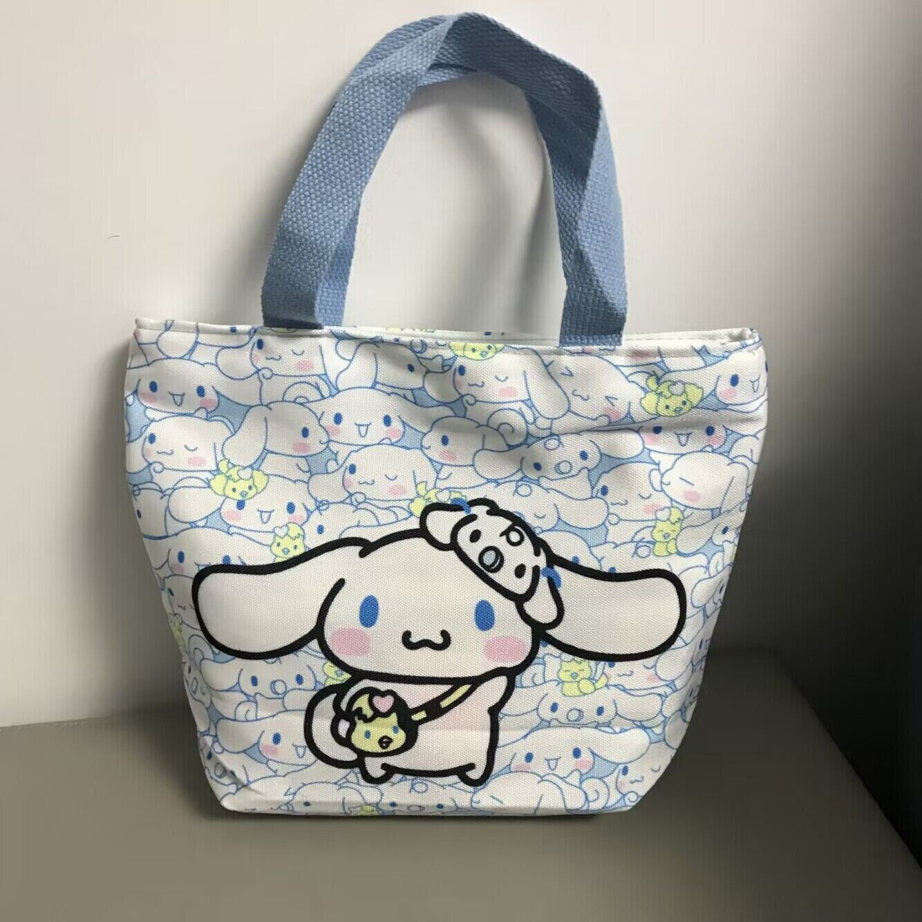 Cute Blue Cinnamoroll Handbag Tote Canvas Shopping Lunch Box Storage Bag Gift