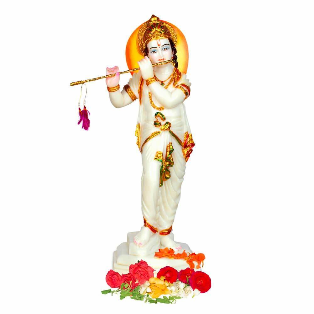 Beautiful Standing Krishna Size 12 inch ( White, Multicolor )US