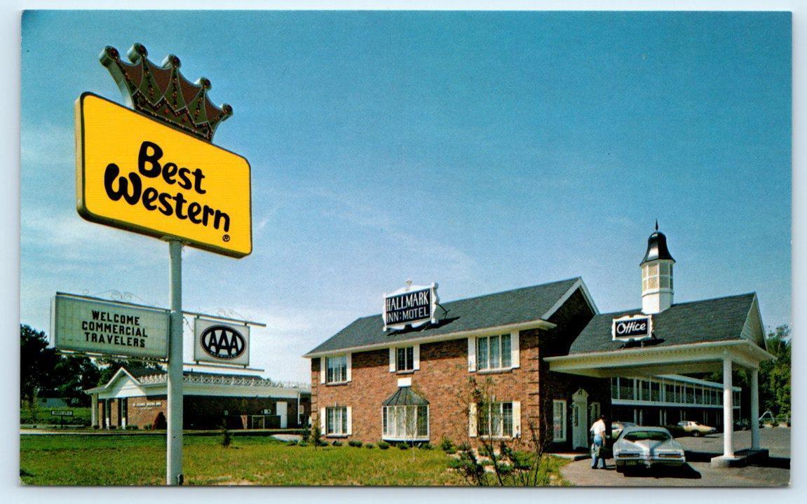 ATCHISON, KS Kansas ~ Roadside HALLMARK INN MOTEL c1960s Car Postcard