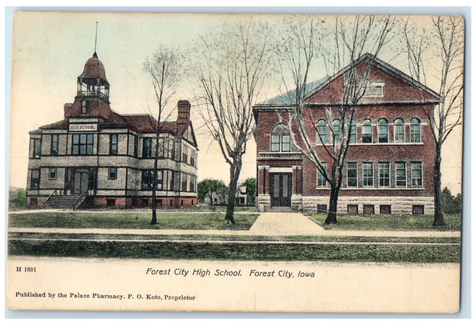 c1905 Forest City High School Building Forest City Iowa IA Antique Postcard