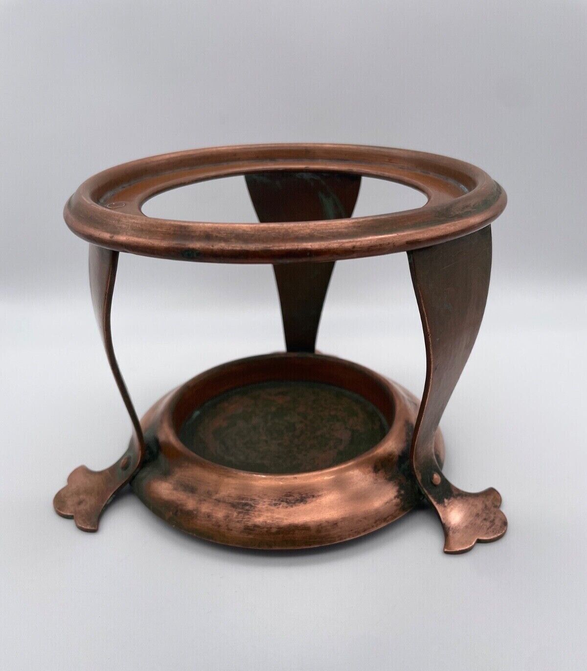 VTG Jos Heinrichs New York Pure Copper Round Chaffing Dish Stand w/ Great Patina