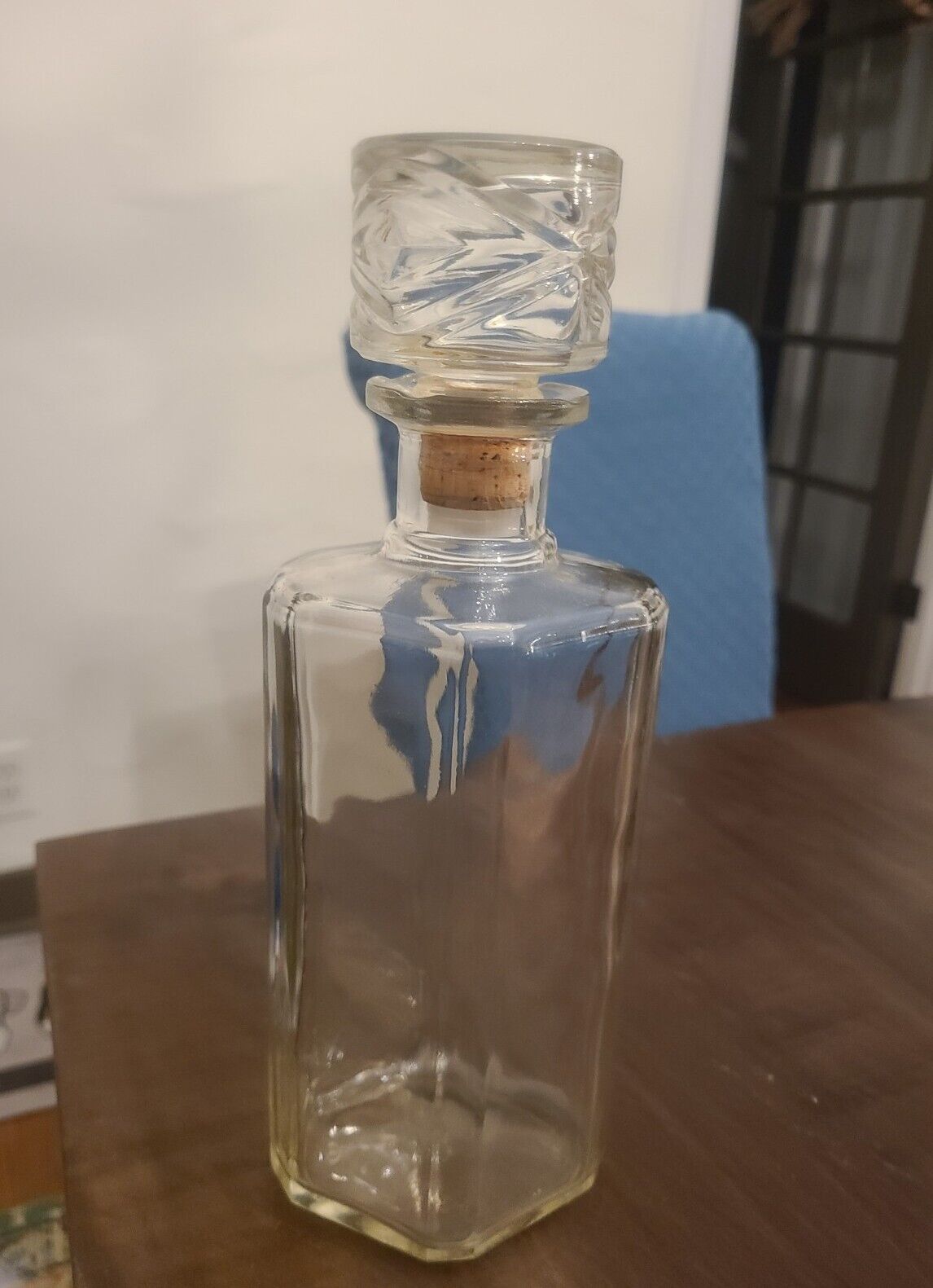 Vintage Clear Glass Decanter with Stopper 