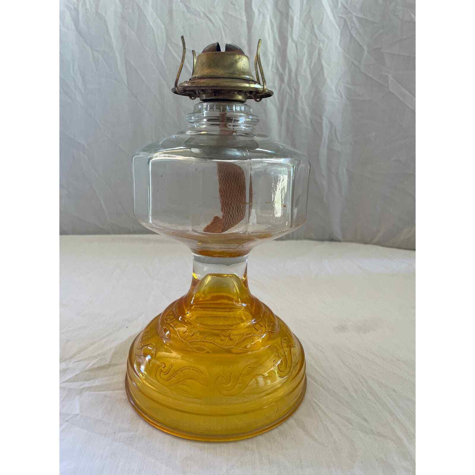 Vintage Antique Oil Lamp Golden Eagle Amber Yellow Orange Homesteader