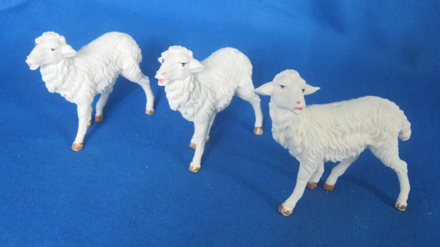 3 Vintage Fontanini Depose Italy Nativity Animal Figures - White Sheep