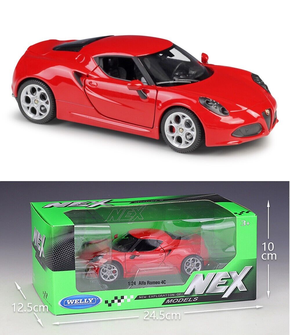 WELLY 1:24 Alfa 4C Alloy Diecast Vehicle Sports Car MODEL TOY Gift Collection