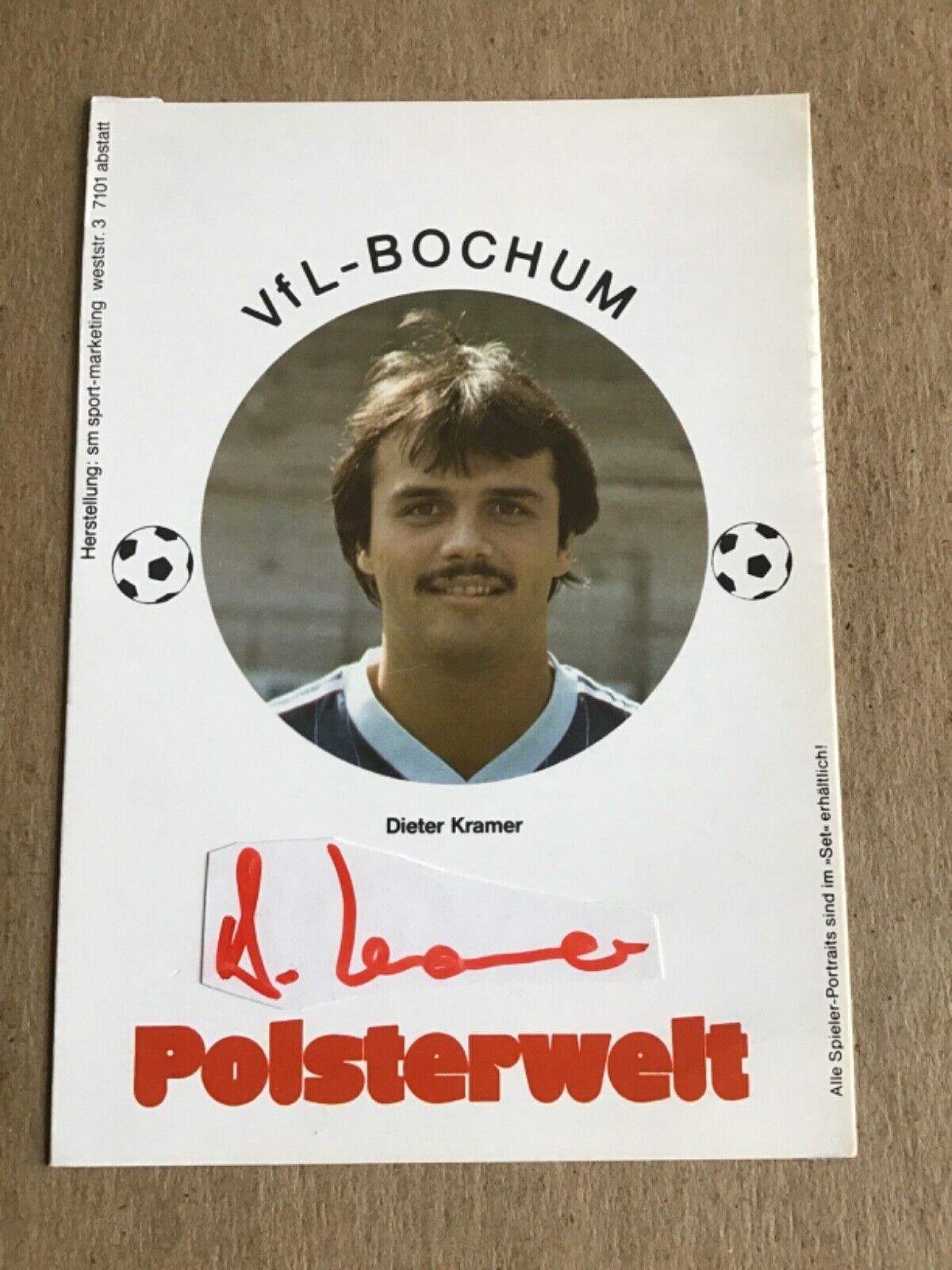 Dieter Cramer, Germany 🇩🇪 VfL Bochum 1983/84 hand signed
