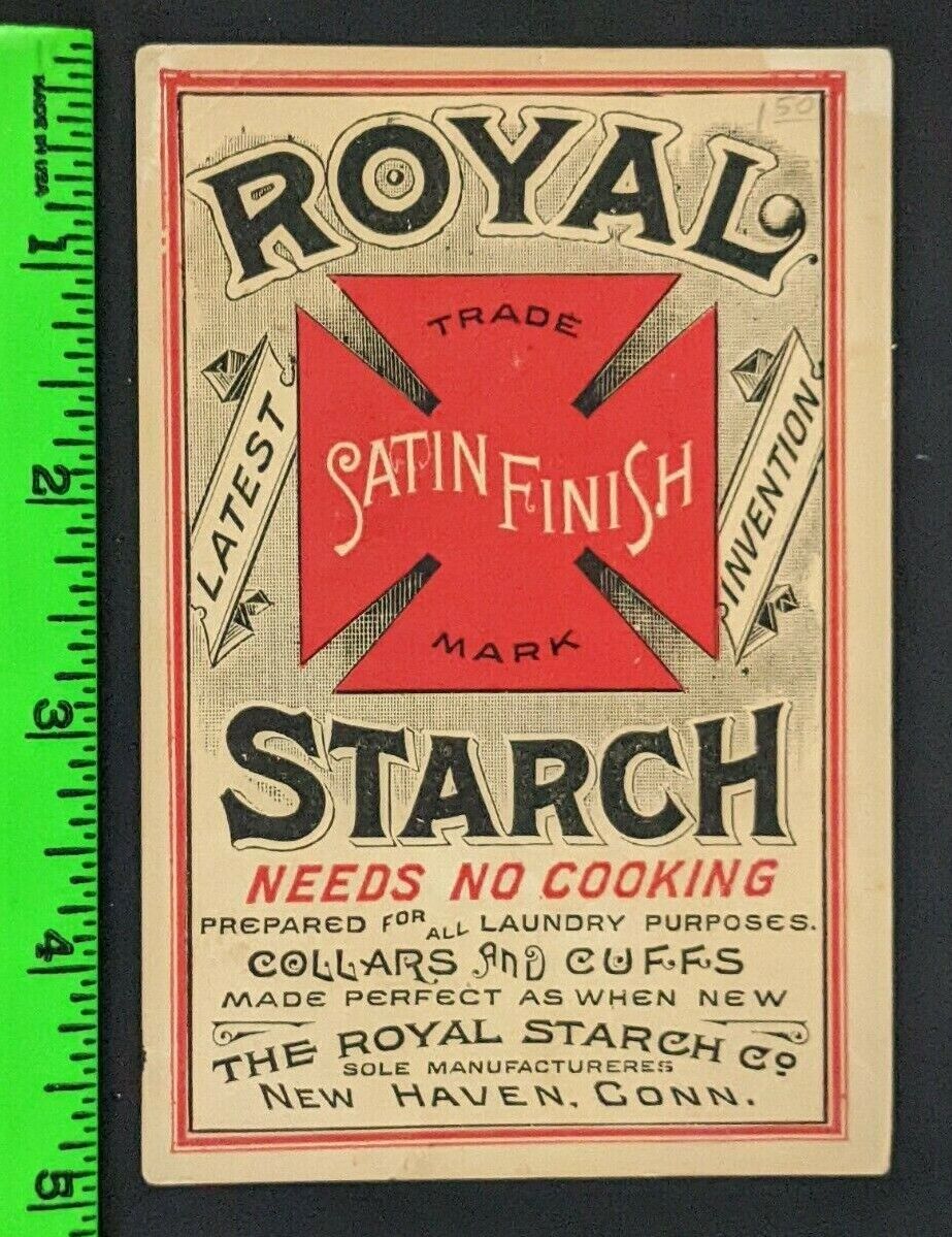 Vintage 1880\'s Royal Starch Laundry Detergent New Haven Connecticut Trade Card