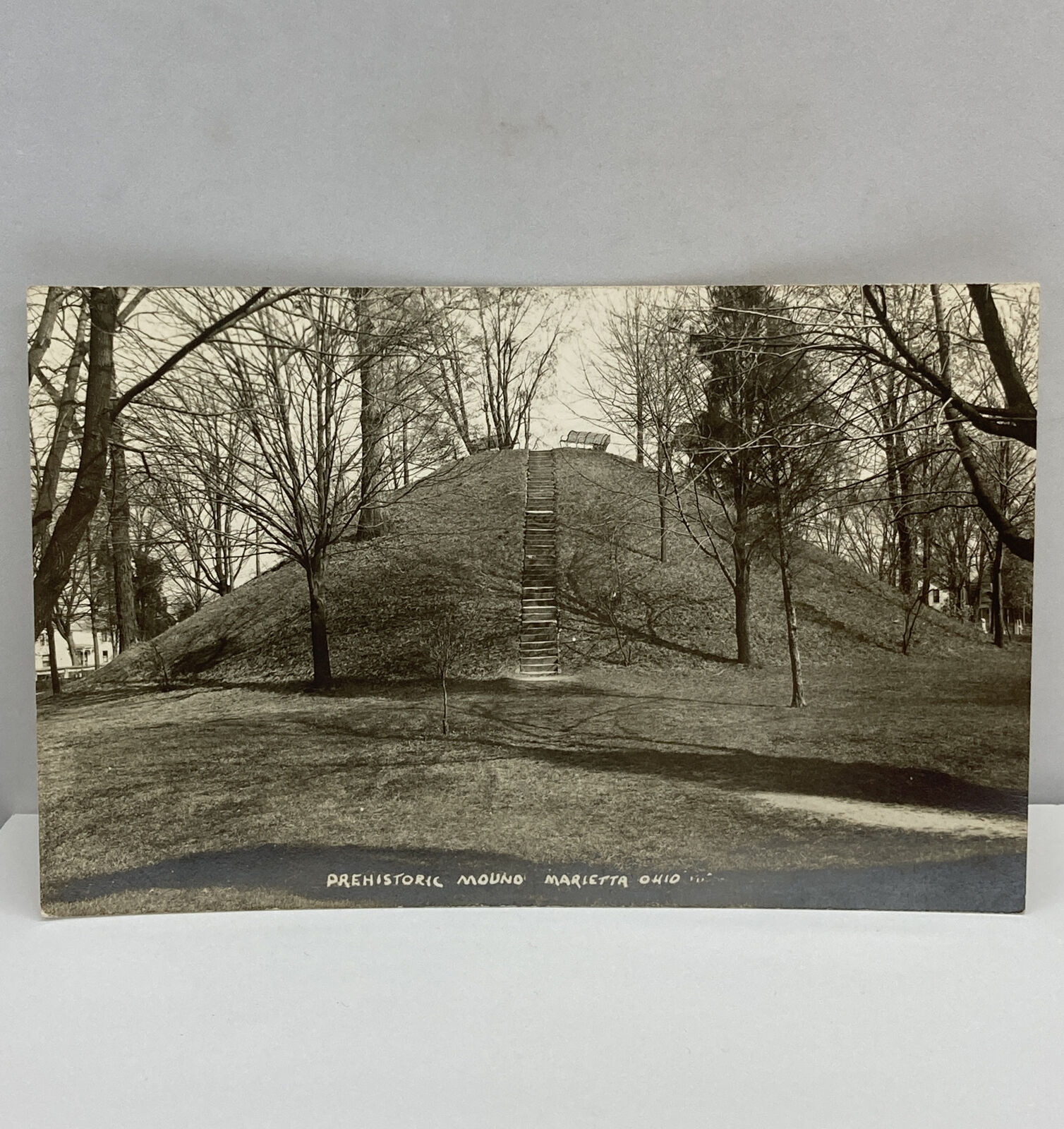Marietta Ohio Prehistoric Mound 1950s RPPC Photo Postcard Real Photo
