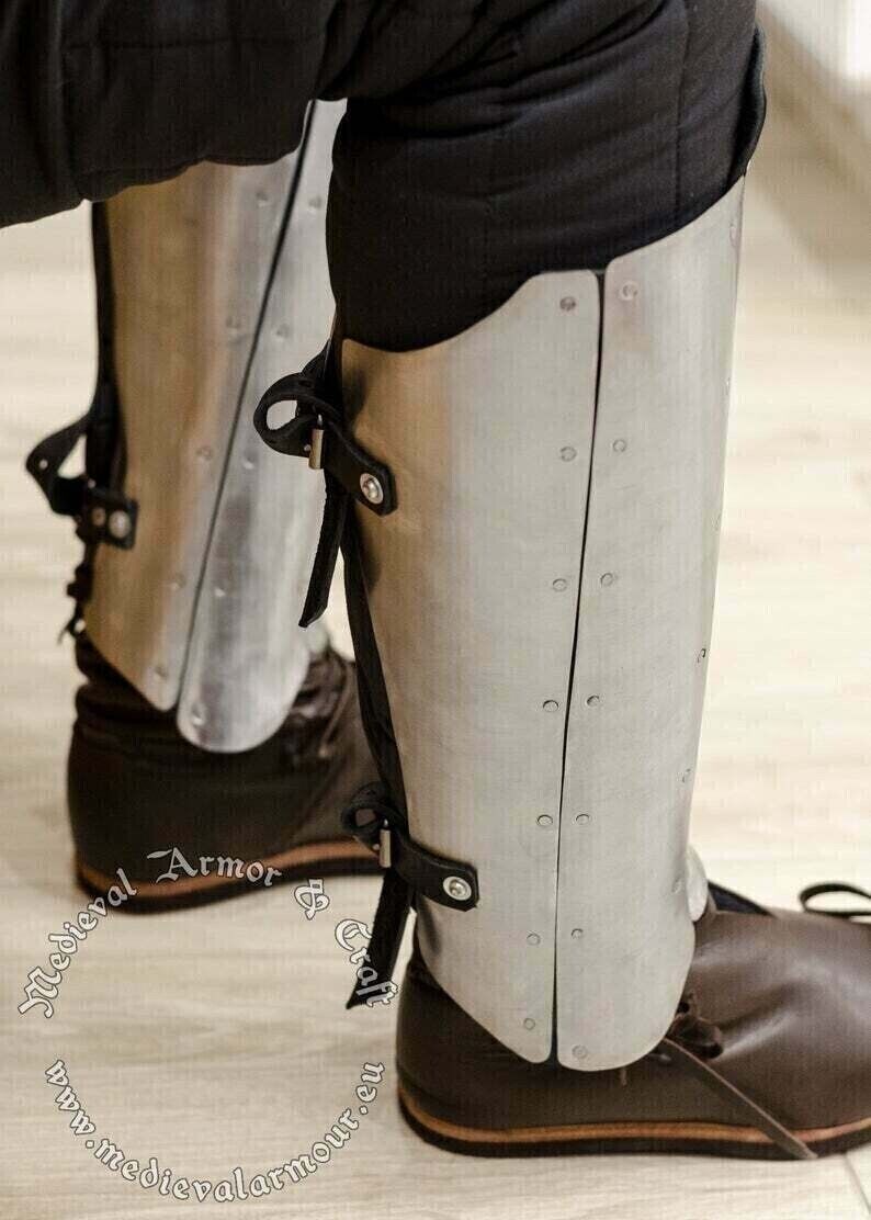 Medieval Legs Protection pair of Greaves Larp SCA Steel knight Greaves armour