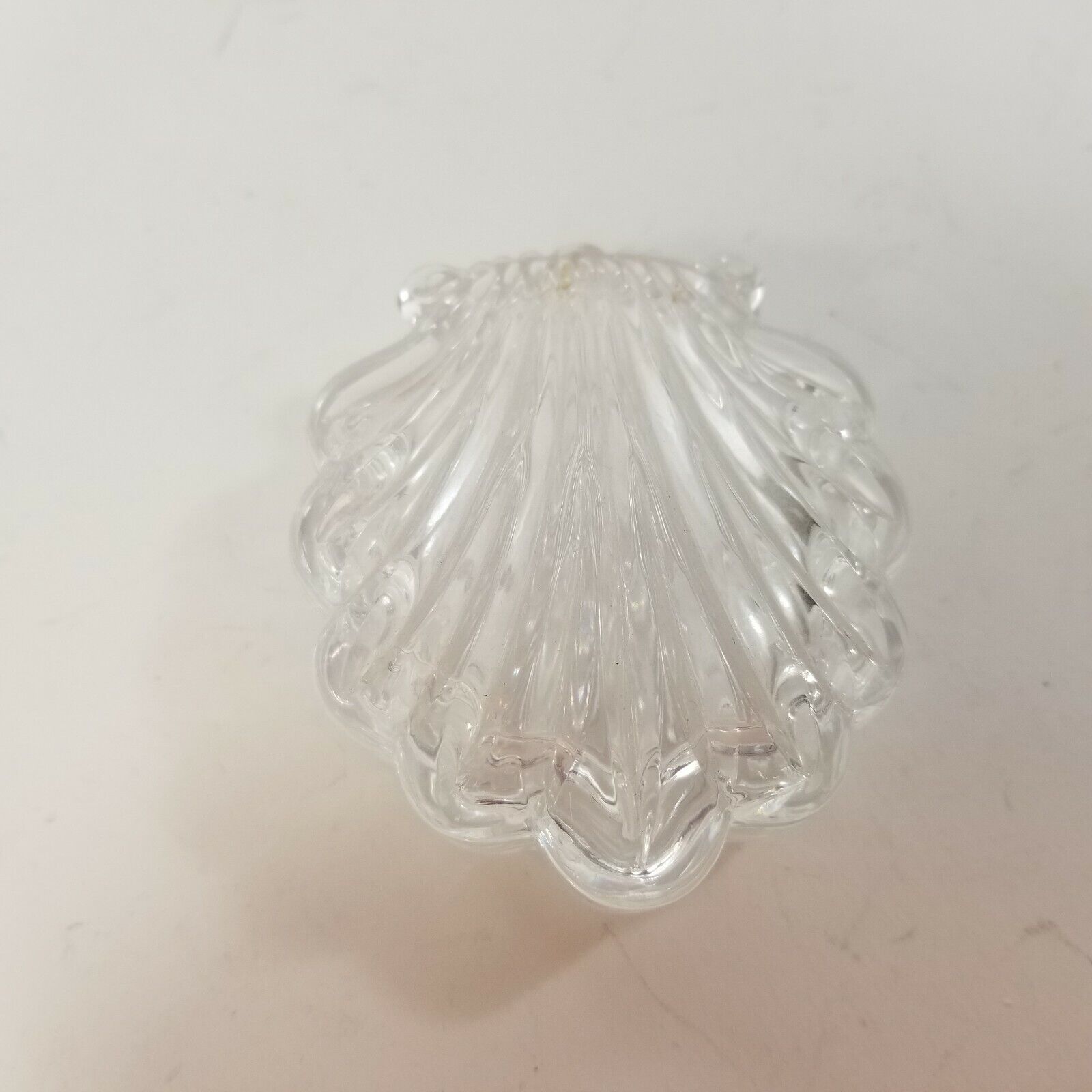 Vintage Clear Glass Clam Shell 2 Piece Trinket Jewelry Box