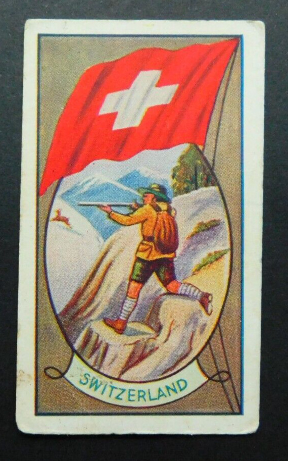 Rare Allen\'s Aust Trade Card Sports & Flags of Nations 1936 Switzerland Shooting