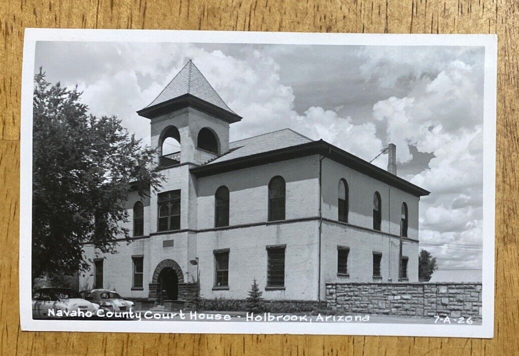 Holbrook Arizona 1950s Navajo County Court House RPPC Photo Postcard 7-A-26