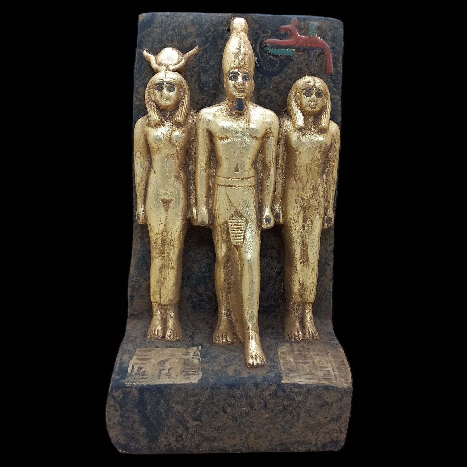 RARE ANCIENT EGYPTIAN PHARAONIC ANTIQUE ISIS WITH MENKAURE AND HATHOR STATUE BC
