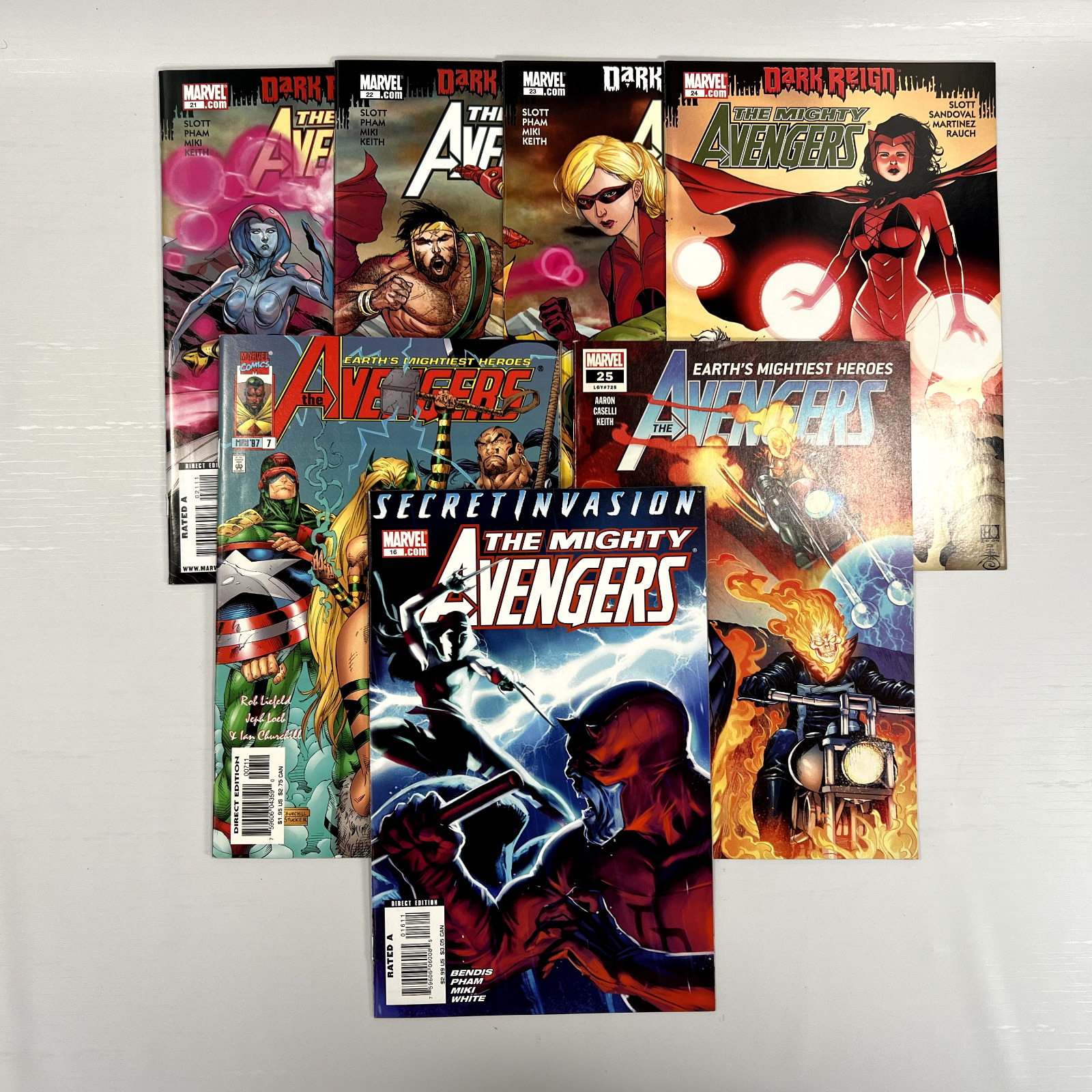 Mixed Lot of 7 AVENGERS Vol 2 #7  Vol 8 # 25  MIGHTY AVENGERS 16 21-24 High Gr.