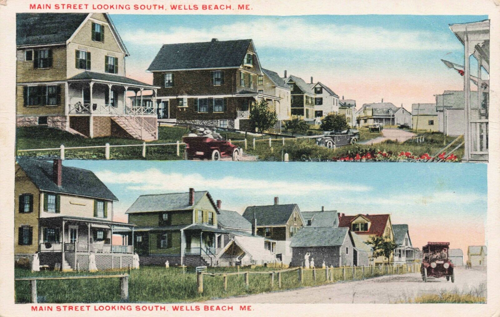 Main Street Looking South Wells Beach Maine postcard PC 3.2