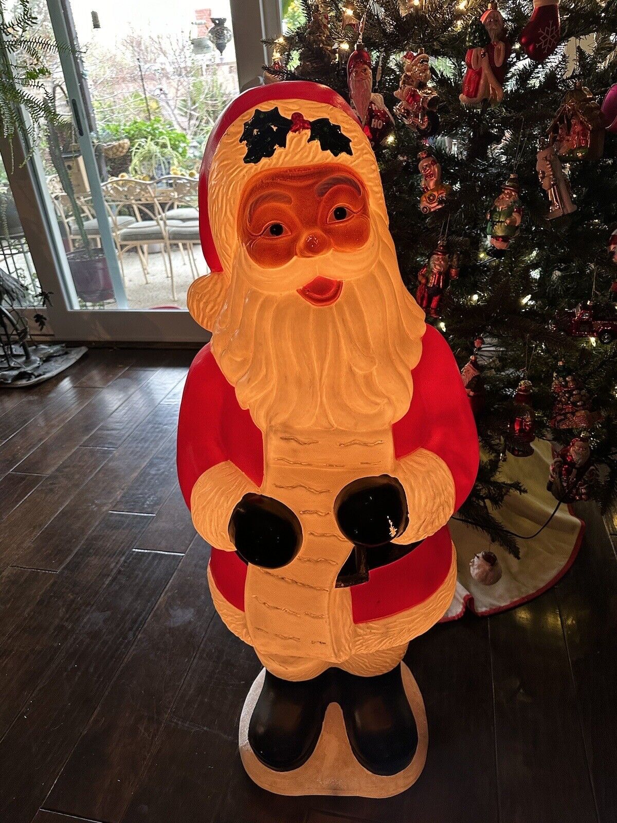 Vintage Blow Mold Santa Holding List Holiday Living Brand 40” Lights Up
