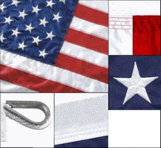 8x12 ft AMERICAN US FLAG Heavy Duty 2 Ply Polyester Sewn Stars Stripes USA Made