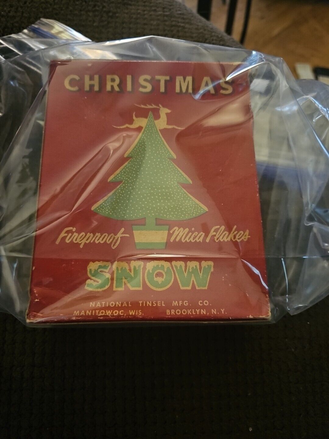 Vintage Sealed Box Christmas Snow Mica Flakes National Tinsel Mfg. Co.