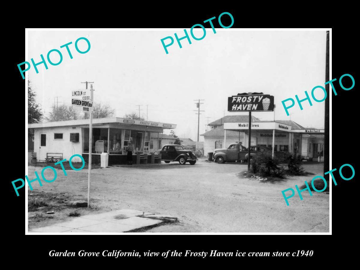 6x4 HISTORIC PHOTO OF GARDEN GROVE CALIFORNIA FROSTY HAVEN ICE CREAM STORE 1940