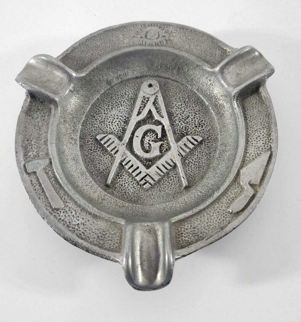 Vintage Freemason Cigar Ashtray Mason Symbol Masonic cast Aluminum 1961
