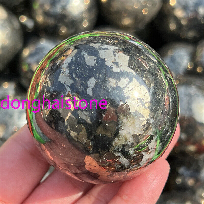 45mm+ Natural Chalcopyrite Agate Sphere Quartz Crystal Ball Reiki Healing 1PC