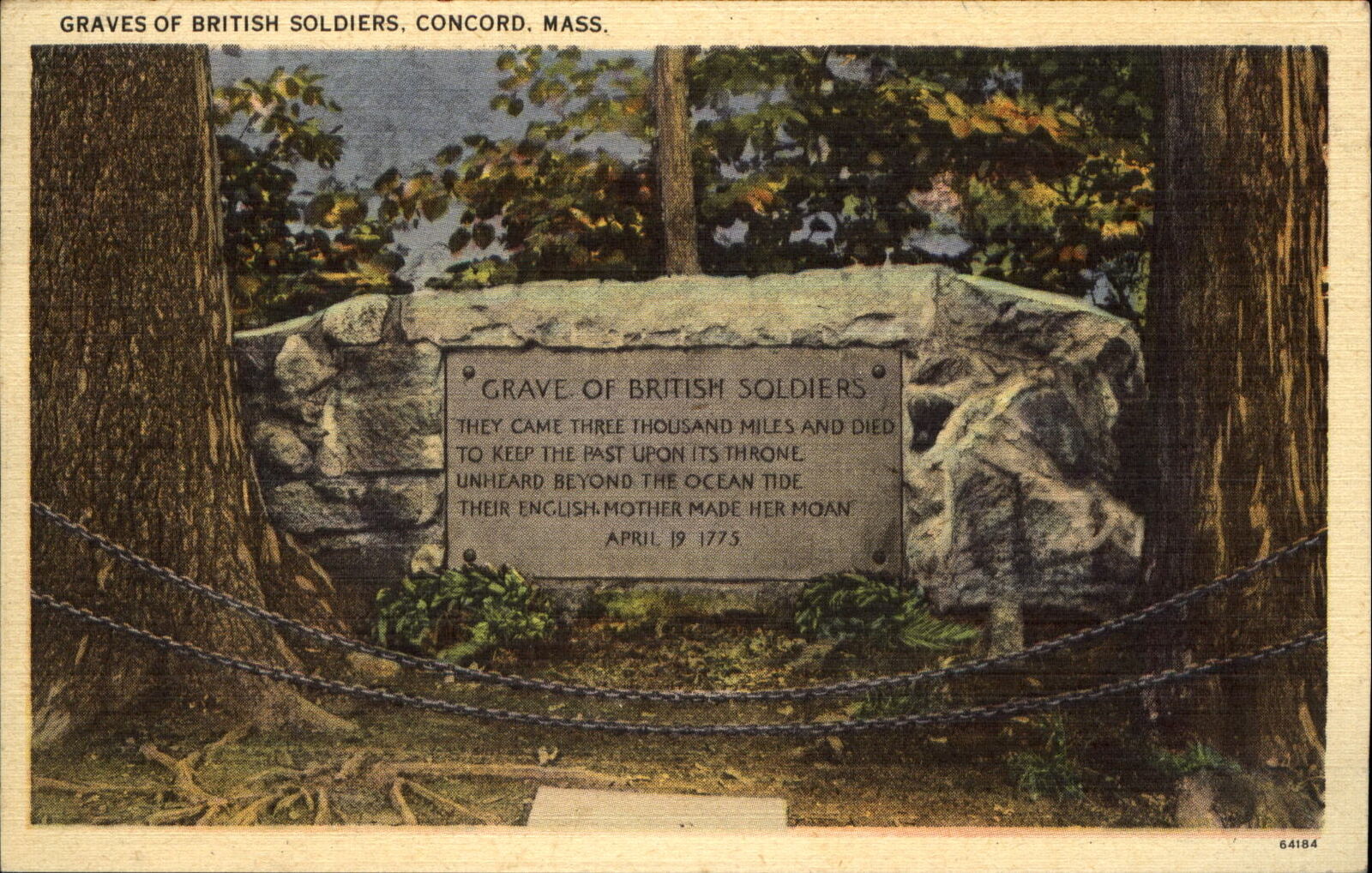 Graves of British Soldiers Concord Massachusetts MA mailed 1951