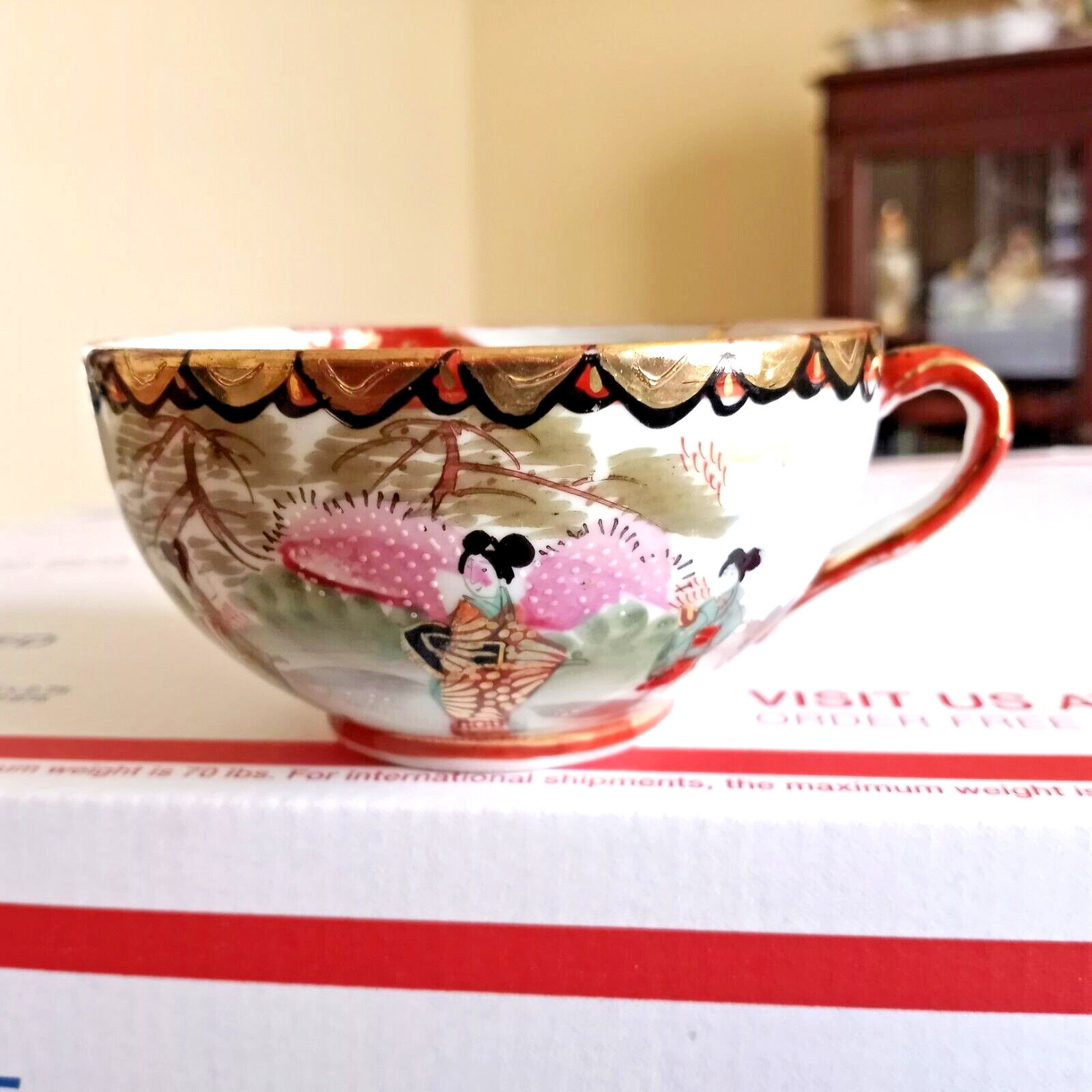 Vintage Japanese Geisha Girl Hand Painted Porcelain Tea Cup