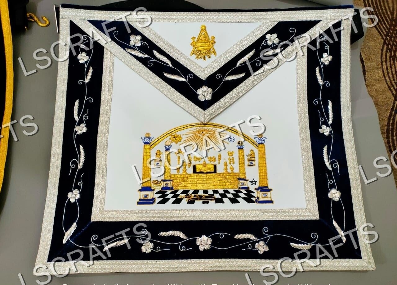 Customized Masonic Traditional Master Mason  Apron Bullion Hand Embroidered