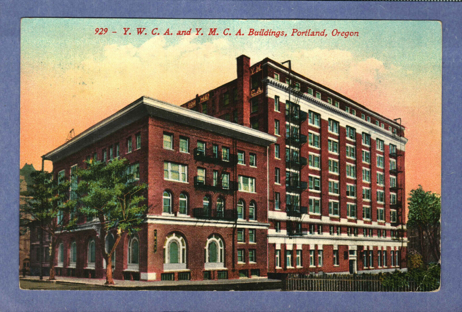 Postcard Y. W. C. A. And Y. M. C. A. Buildings Portland Oregon OR